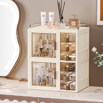 Desktop organizer za šminku s poklopcem – Materijal PP; Tip ladice; Otvaranje i zatvaranje: Flip Cover; Personalizirano ispis logotipa; Prilagođena obrada