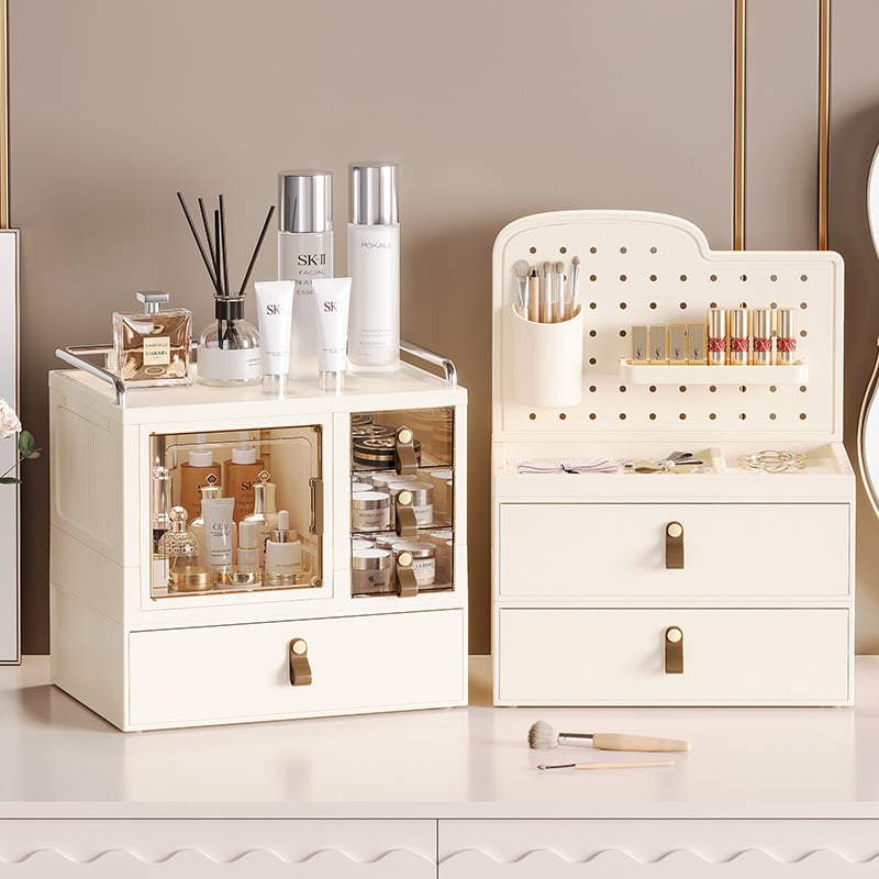 Desktop organizer za šminku s poklopcem – Materijal PP; Tip ladice; Otvaranje i zatvaranje: Flip Cover; Personalizirano ispis logotipa; Prilagođena obrada