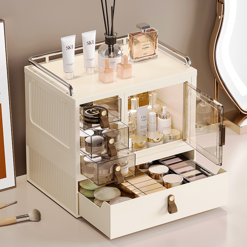 Desktop organizer za šminku s poklopcem – Materijal PP; Tip ladice; Otvaranje i zatvaranje: Flip Cover; Personalizirano ispis logotipa; Prilagođena obrada