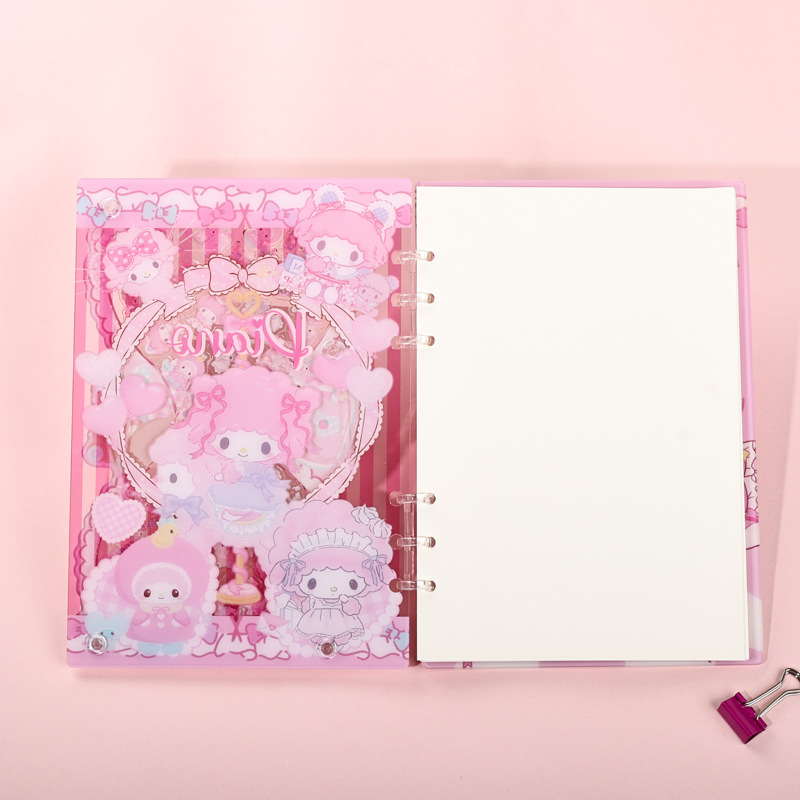 Caiet cu copertă acrilică, legare cu foi detașabile, hârtie din pulpă de lemn, 40 g/m², până la 50 de pagini