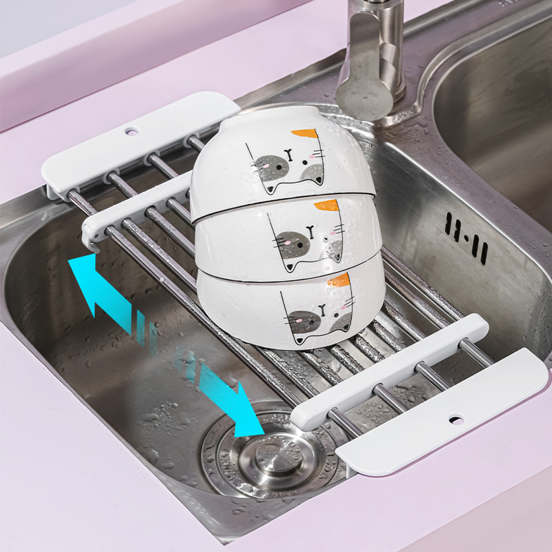 Plošna proširiva sušionica za sudoper od nehrđajućeg čelika – odvodna polica, višenamjenski kuhinjski alat
