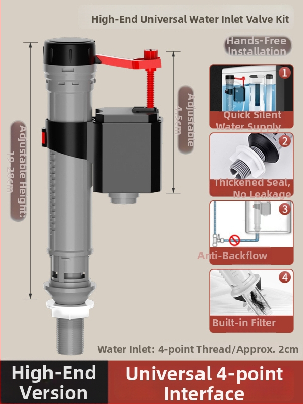 Set ventila spremnika WC: ulazni ventil, odvodni ventil i pluta – univerzalni američki stil (PP materijal, CE certifikat, Značka: Druga)
