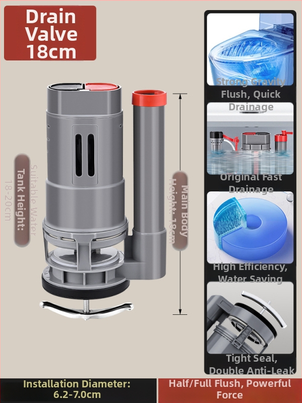 Set ventila spremnika WC: ulazni ventil, odvodni ventil i pluta – univerzalni američki stil (PP materijal, CE certifikat, Značka: Druga)