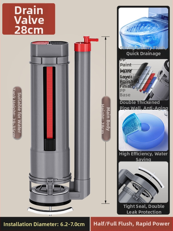 Set ventila spremnika WC: ulazni ventil, odvodni ventil i pluta – univerzalni američki stil (PP materijal, CE certifikat, Značka: Druga)
