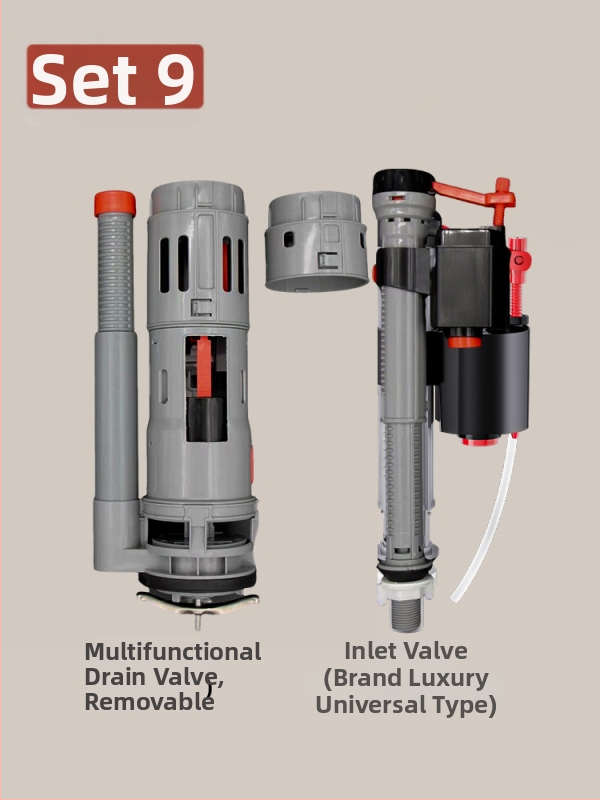 Set ventila spremnika WC: ulazni ventil, odvodni ventil i pluta – univerzalni američki stil (PP materijal, CE certifikat, Značka: Druga)