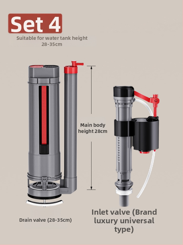 Set ventila spremnika WC: ulazni ventil, odvodni ventil i pluta – univerzalni američki stil (PP materijal, CE certifikat, Značka: Druga)
