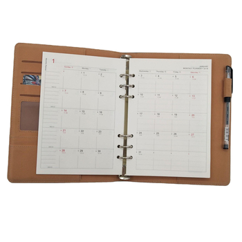 Chen Dong Manual universal pentru întâlniri din piele sintetică, model CD-B2003, husă PU, legătură cu foi detașabile, hârtie Daolin 80 g