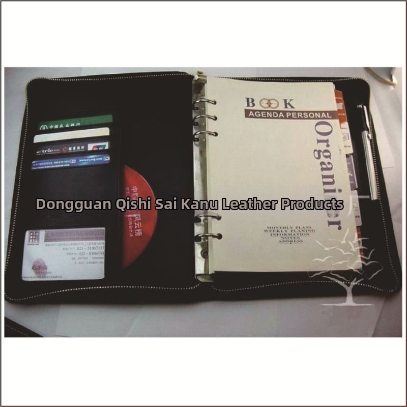 Jurnal universal cu fermoar din piele/PU, foi Forest, 80gsm, accesorii din oțel inoxidabil