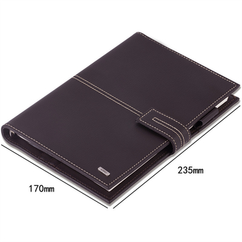 Jurnal de afaceri Deli 3158 cu copertă din piele sintetică; legare cu foi detașabile; hârtie