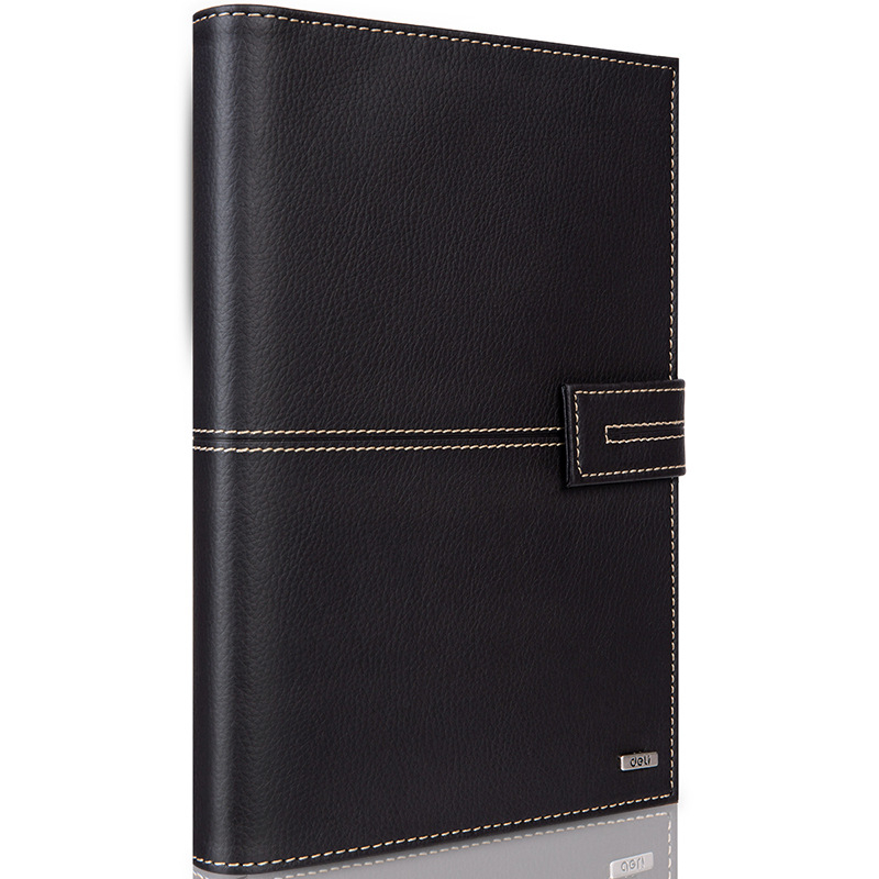 Jurnal de afaceri Deli 3158 cu copertă din piele sintetică; legare cu foi detașabile; hârtie