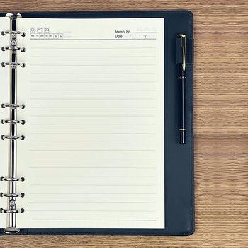 Caiet cu clemă pentru găuri, copertă din piele artificială, 100 de pagini, Dowling hârtie 80 g