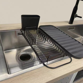 Ράφι αποστράγγισης πιάτων από ανοξείδωτο ατσάλι - Σύγχρονο μινιμαλιστικό σχέδιο για εξοικονόμηση χώρου στην κουζίνα