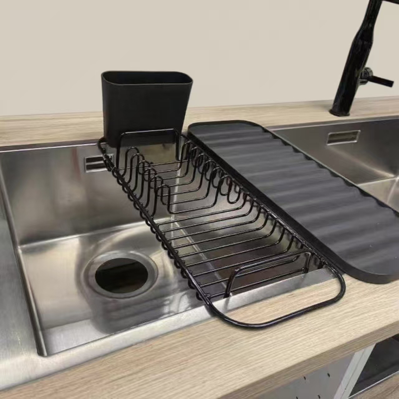 Ράφι αποστράγγισης πιάτων από ανοξείδωτο ατσάλι - Σύγχρονο μινιμαλιστικό σχέδιο για εξοικονόμηση χώρου στην κουζίνα