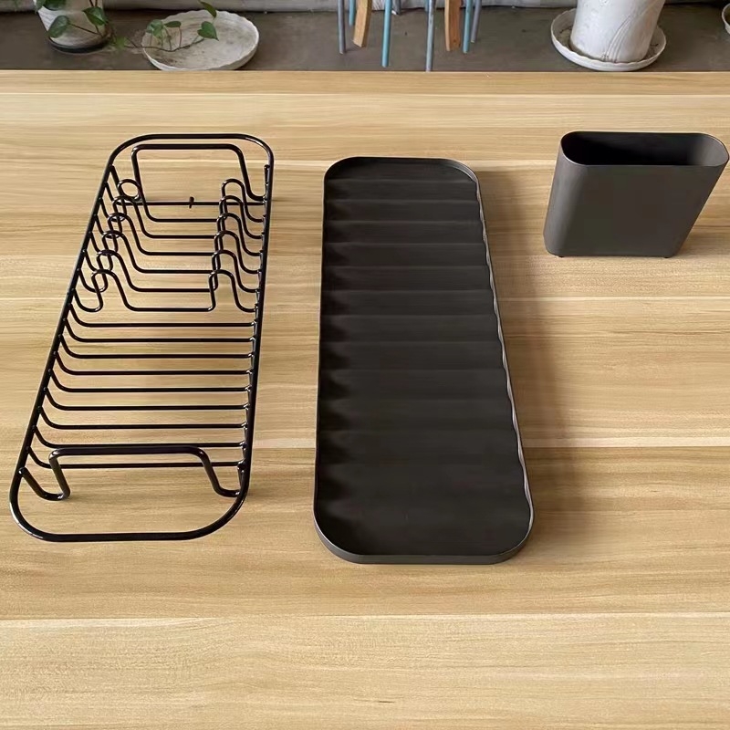 Ράφι αποστράγγισης πιάτων από ανοξείδωτο ατσάλι - Σύγχρονο μινιμαλιστικό σχέδιο για εξοικονόμηση χώρου στην κουζίνα