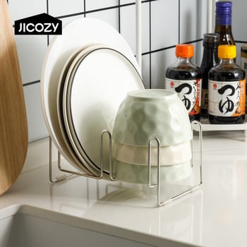 Κάθετος δίσκος πιάτων από ανοξείδωτο ατσάλι 304 με πολλαπλά διαμερίσματα για στέγνωμα και θήκη ποτηριών για τον πάγκο