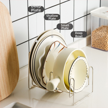 Κάθετος δίσκος πιάτων από ανοξείδωτο ατσάλι 304 με πολλαπλά διαμερίσματα για στέγνωμα και θήκη ποτηριών για τον πάγκο