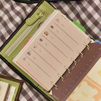 Notebook M5 cu legare în inele, copertă din piele artificială, hârtie din pulpă de lemn, greutate hârtie 40 g, stil nișă