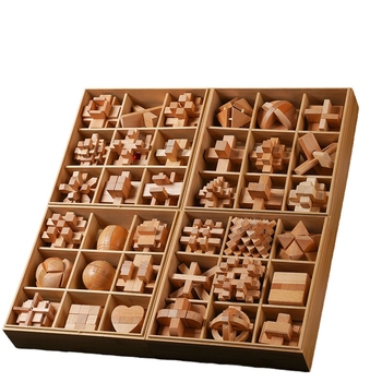 Drveni Kongming Lock puzzle – skup od 9 dijelova, edukativna igra za uzrast 7–14 godina