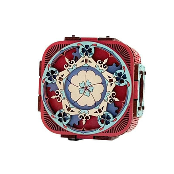 Drevená 3D LED hudobná šperkovnica – ručne zložená, nový čínsky štýl, model 125543