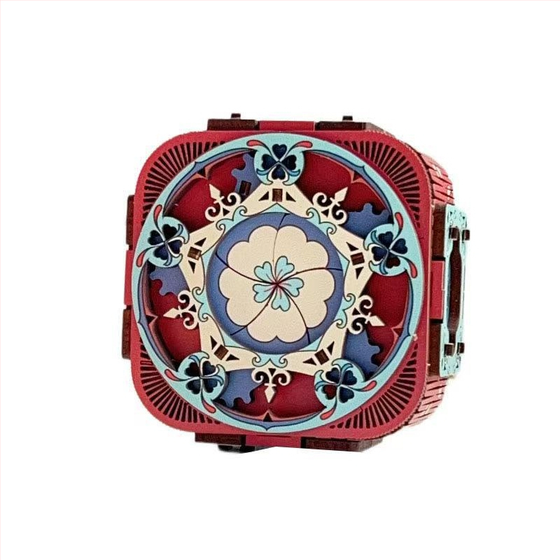 Drevená 3D LED hudobná šperkovnica – ručne zložená, nový čínsky štýl, model 125543