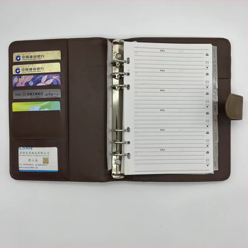 Caiet PU multifuncțional cu legare personalizabilă, hârtie neutră în interior, fixare din oțel inoxidabil, model EL-75019