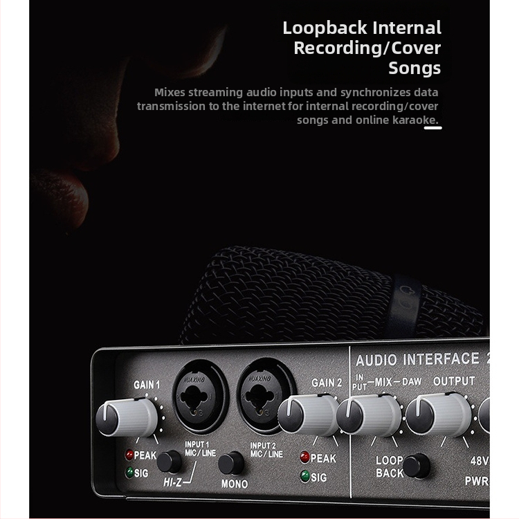 Wadeland externé USB zvuková karta 192 kHz, 2 vstupy/2 výstupy pre nahrávanie a prenos naživo