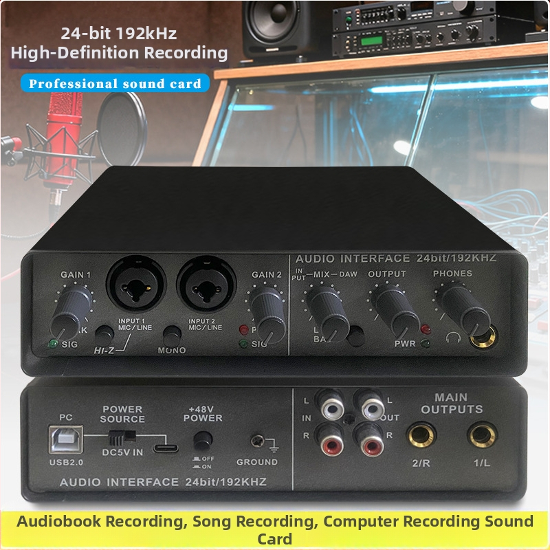 Wadeland externé USB zvuková karta 192 kHz, 2 vstupy/2 výstupy pre nahrávanie a prenos naživo