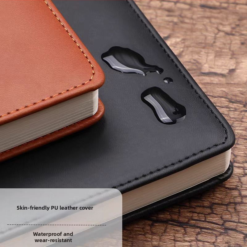 Caiet din piele cu imprimare de logo, notebook cu foi detașabile, 100 de pagini, hârtie Dowling 80 g, copertă din piele naturală sau artificială, model ZP-1007A, legare cu clemă