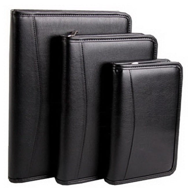 Caiet cu copertă PU și fermoar, legătură cu foi detașabile, accesorii din oțel inoxidabil, model AN-1035BZ