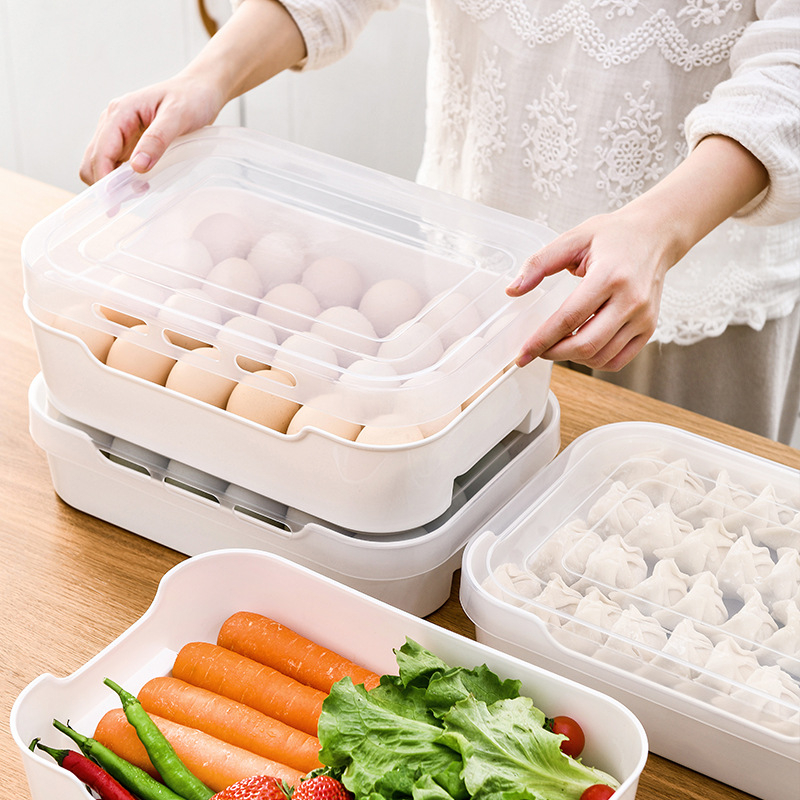 Kutija za skladištenje jaja i dumplinga, 5 odjeljenja, pravokutna, PP plastika, s poklopcem, za hlađenje