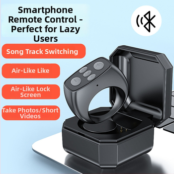 Δαχτυλίδι Bluetooth τηλεχειριστήριο για κινητό τηλέφωνο, απομακρυσμένη λήψη φωτογραφιών, εγγραφή βίντεο και ανάγνωση ebooks, μοντέλο LY-08, Bluetooth 5.3, ABS, 10 g
