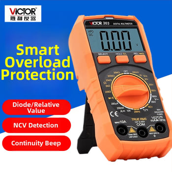 VC201 Ψηφιακός Μετρητής με Προστασία από Καύσεις, Πολυλειτουργικός, Χειροκίνητος Εύρος Μέτρησης, Για Ηλεκτρολόγους