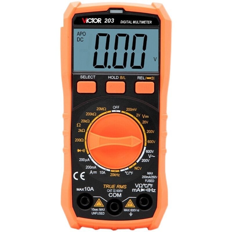 VC201 Ψηφιακός Μετρητής με Προστασία από Καύσεις, Πολυλειτουργικός, Χειροκίνητος Εύρος Μέτρησης, Για Ηλεκτρολόγους