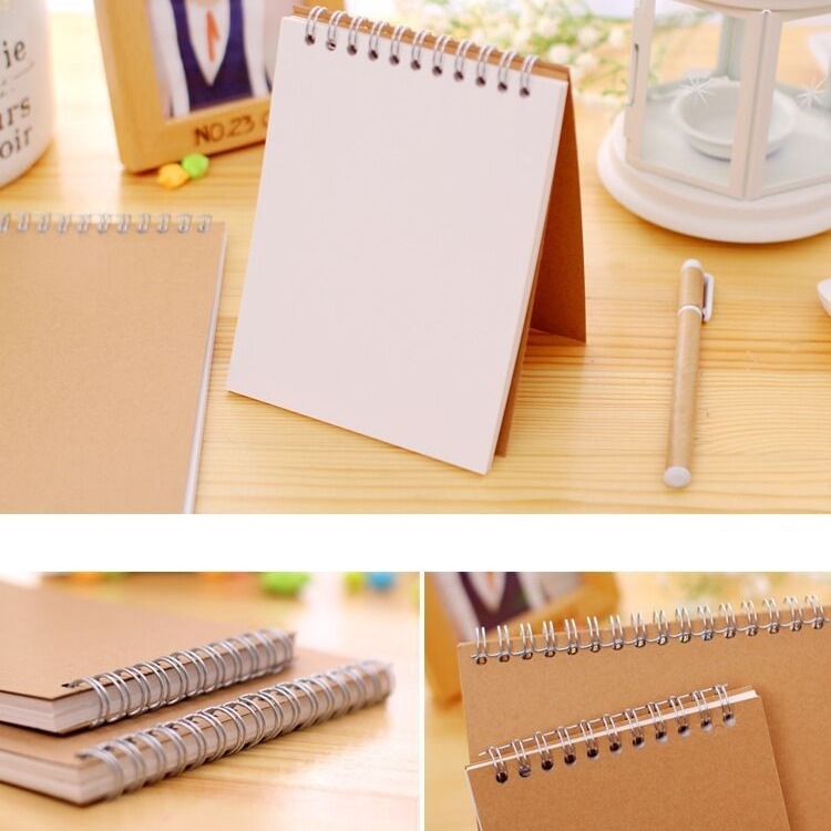 Σημειωματάριο Kraft με σπείρα – κενό σκίτς, ημερολόγιο, 70 g/m², ιδιωτική ετικέτα