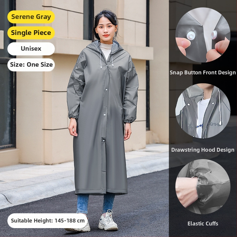 Dospelý EVA dážďový pončó, opakovane použiteľný, celotelový dizajn, 140 g látka, PU lepidlová vodotesná vrstva