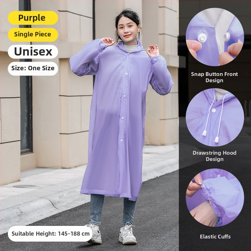 Dospelý EVA dážďový pončó, opakovane použiteľný, celotelový dizajn, 140 g látka, PU lepidlová vodotesná vrstva