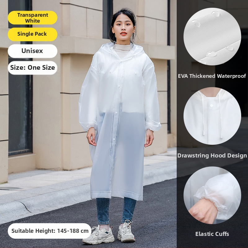 Dospelý EVA dážďový pončó, opakovane použiteľný, celotelový dizajn, 140 g látka, PU lepidlová vodotesná vrstva
