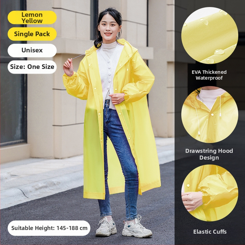 Dospelý EVA dážďový pončó, opakovane použiteľný, celotelový dizajn, 140 g látka, PU lepidlová vodotesná vrstva