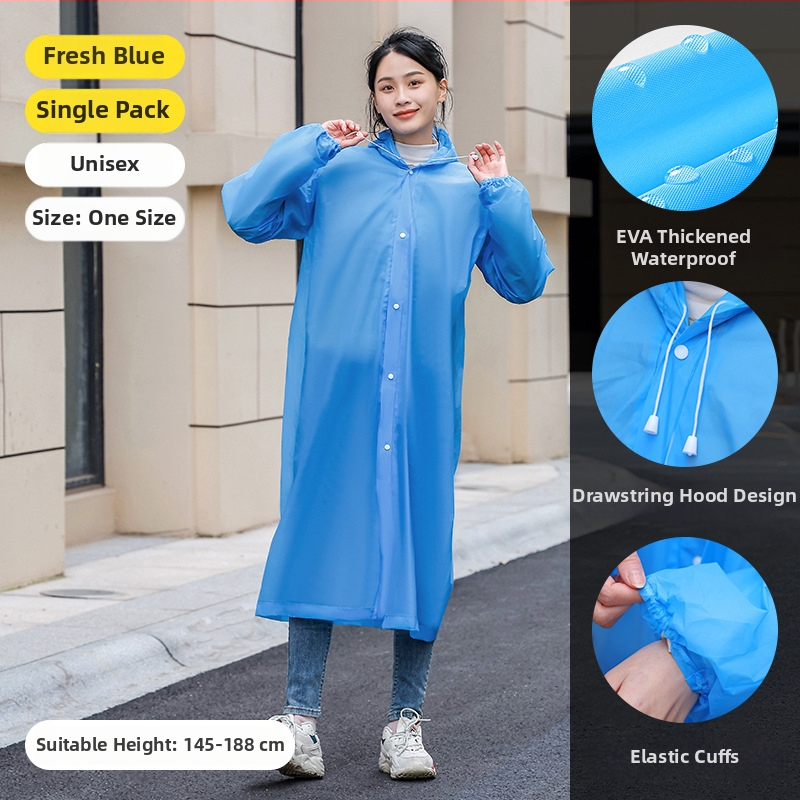 Dospelý EVA dážďový pončó, opakovane použiteľný, celotelový dizajn, 140 g látka, PU lepidlová vodotesná vrstva
