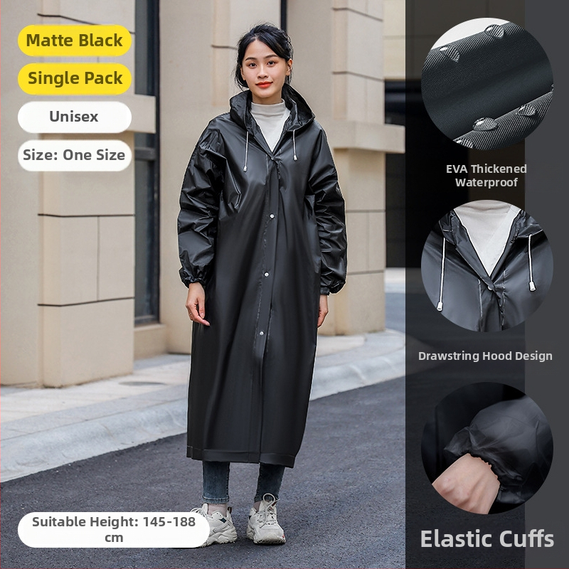 Dospelý EVA dážďový pončó, opakovane použiteľný, celotelový dizajn, 140 g látka, PU lepidlová vodotesná vrstva