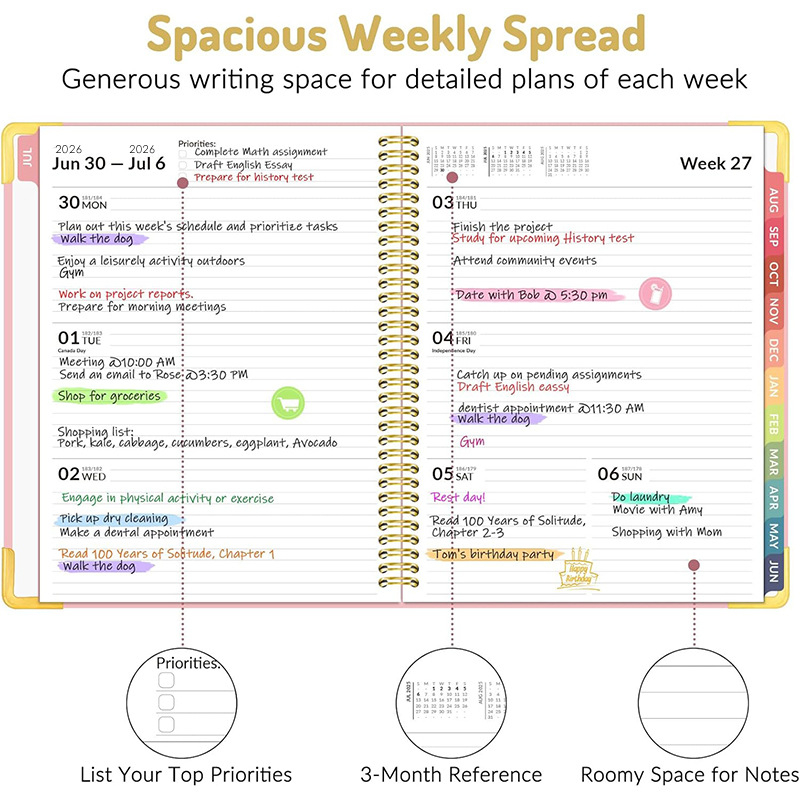 Tsutaya NW-006, σπειροδεμένο εβδομαδιακό ημερολόγιο, 140 σελίδες, χαρτί 100 g