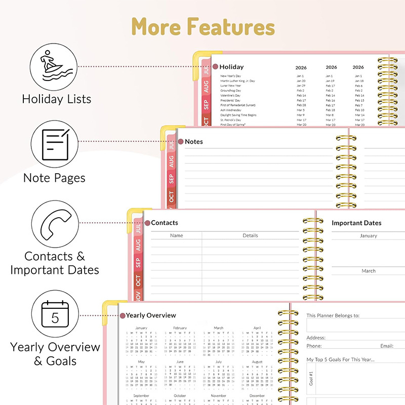 Tsutaya NW-006, σπειροδεμένο εβδομαδιακό ημερολόγιο, 140 σελίδες, χαρτί 100 g