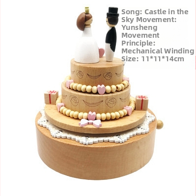 Drevená hudobná skriňa s karuselom – ručne vyrobená, klasický štýl, tlač loga k dispozícii, pripravená na darček k narodeninám a iným príležitostiam