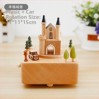 Drevená hudobná skriňa s karuselom – ručne vyrobená, klasický štýl, tlač loga k dispozícii, pripravená na darček k narodeninám a iným príležitostiam