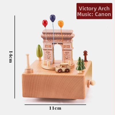 Drevená hudobná skriňa s karuselom – ručne vyrobená, klasický štýl, tlač loga k dispozícii, pripravená na darček k narodeninám a iným príležitostiam