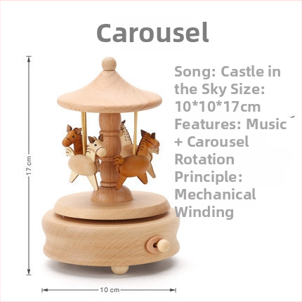Drevená hudobná skriňa s karuselom – ručne vyrobená, klasický štýl, tlač loga k dispozícii, pripravená na darček k narodeninám a iným príležitostiam