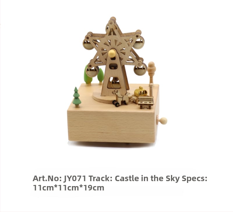 Drevená hudobná skriňa s karuselom – ručne vyrobená, klasický štýl, tlač loga k dispozícii, pripravená na darček k narodeninám a iným príležitostiam