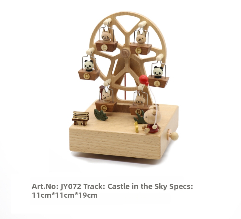 Drevená hudobná skriňa s karuselom – ručne vyrobená, klasický štýl, tlač loga k dispozícii, pripravená na darček k narodeninám a iným príležitostiam