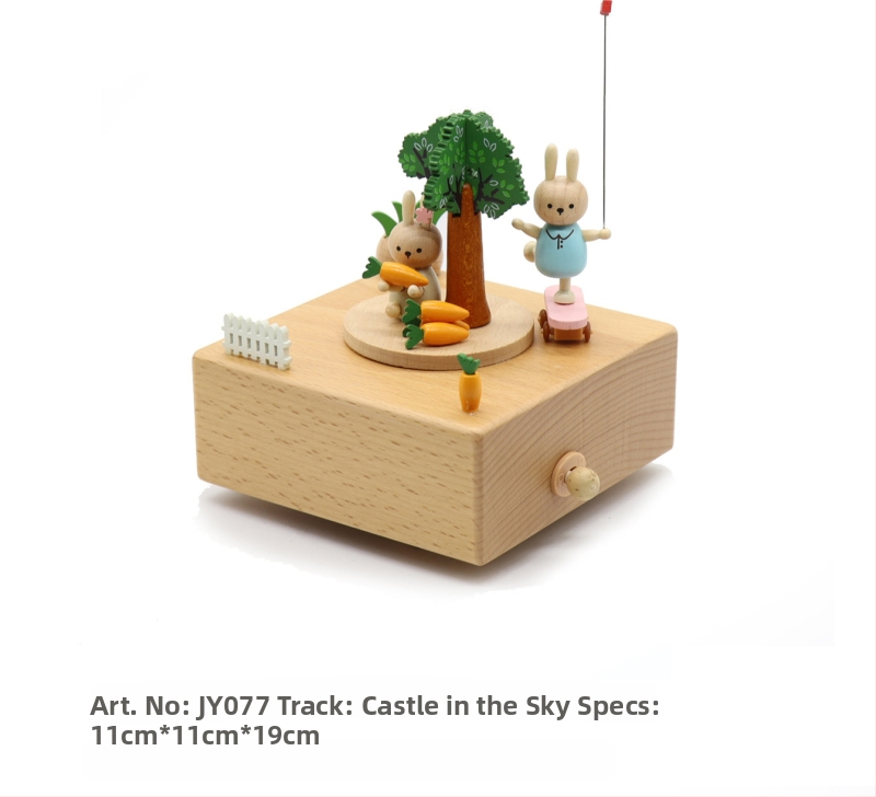 Drevená hudobná skriňa s karuselom – ručne vyrobená, klasický štýl, tlač loga k dispozícii, pripravená na darček k narodeninám a iným príležitostiam