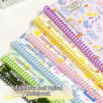 Rainbow mäkká spiral notebook pre študentov, 60 strán, papier 80 g/m², horizontálne riadky